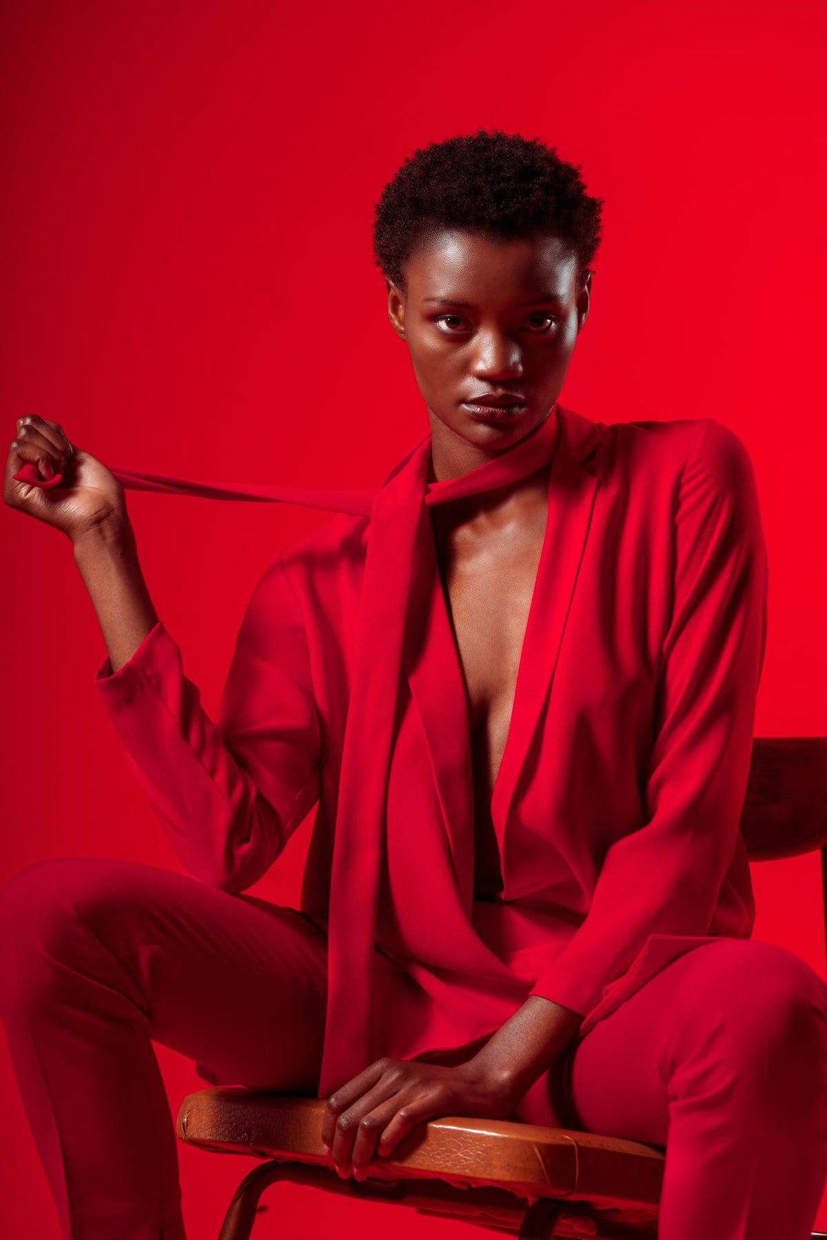 Beauty portrait of a model in red
